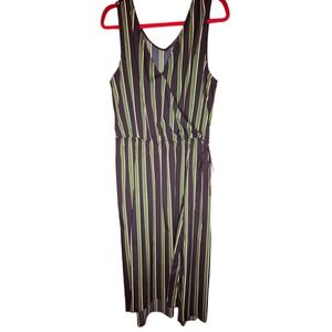 Tommy Hilfiger Navy and Green Striped Maxi Dress, SLF2